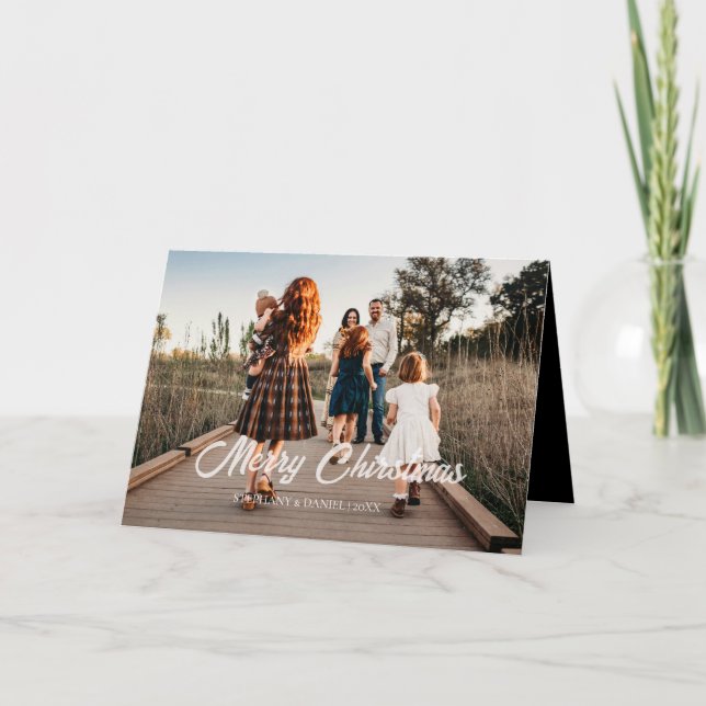 Simple Christmas 1 photo black and white  Holiday Card (Front)