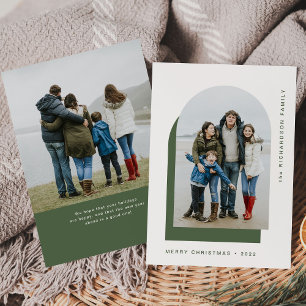 Simple Christmas Arch   Modern Two Photo Holiday Card