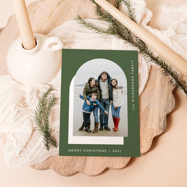 Simple Christmas Arch | Modern Two Photo Holiday Card (Creator Uploaded)