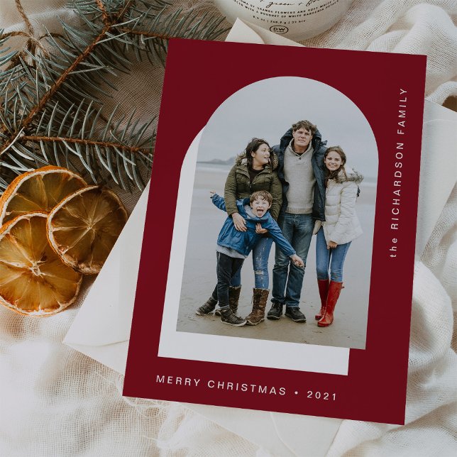Simple Christmas Arch | Modern Two Photo Holiday Card (Creator Uploaded)