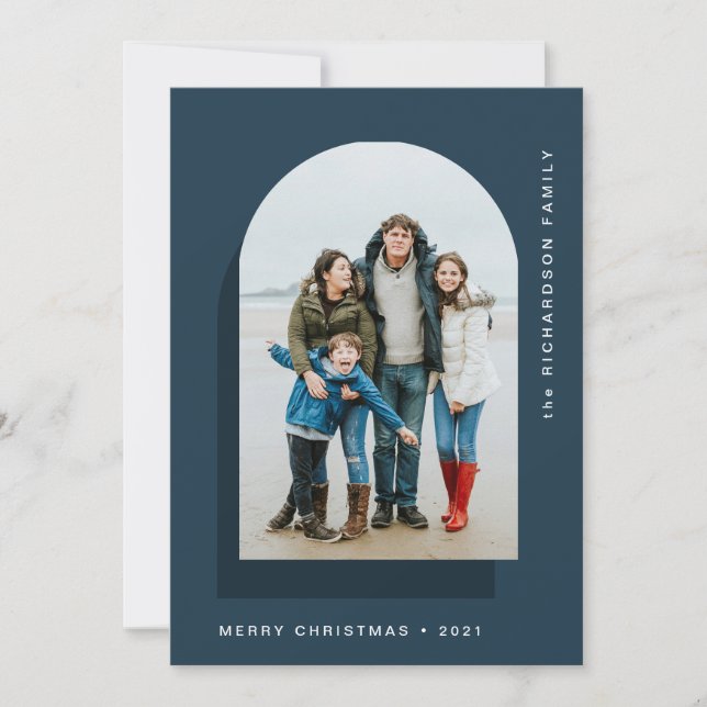 Simple Christmas Arch | Modern Two Photo Holiday Card (Front)