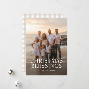 Simple Christmas Blessings Elegant Photo Holiday Card