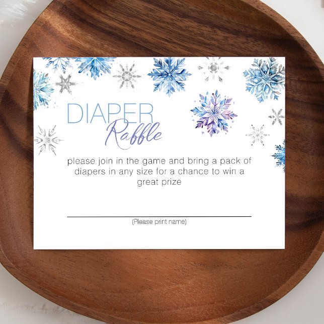 Simple Christmas Blue Snowflake Diaper Raffle Enclosure Card (Creator Uploaded)