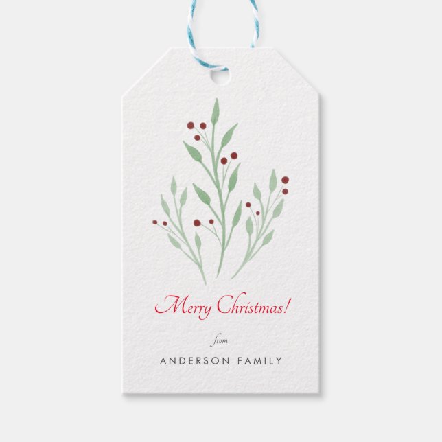 Simple Christmas Cherry Holidays Gift Tags (Front)