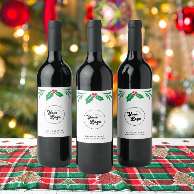 Simple Christmas Custom Business Company Logo Wine Label (Creator Uploaded)