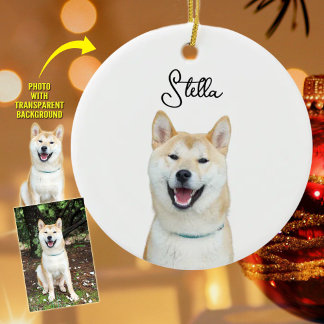 Simple Christmas Dog Photo Ceramic Tree Decoration
