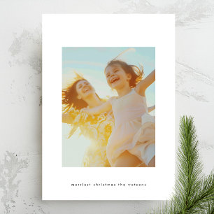 Simple Christmas Editable Black Text Custom Photo Holiday Card