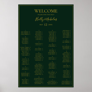 Simple Christmas Green Alphabetical Seating Chart