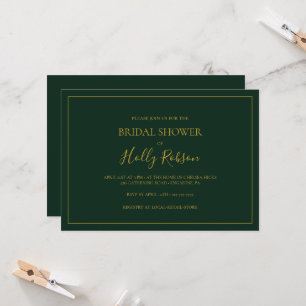 Simple Christmas Green Horizontal Bridal Shower Invitation