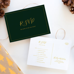 Simple Christmas   Green Menu Choice RSVP Postcard