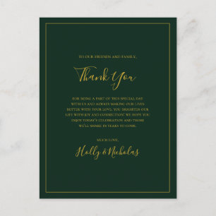 Simple Christmas Green Thank You Reception Card
