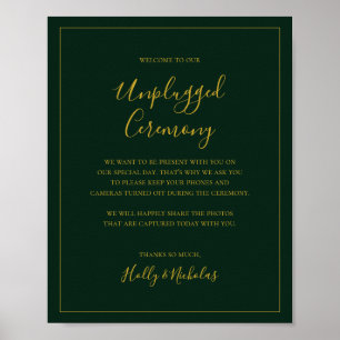Simple Christmas   Green Unplugged Ceremony Sign