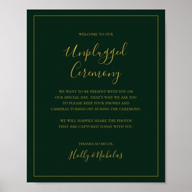 Simple Christmas | Green Unplugged Ceremony Sign (Front)