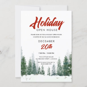 Simple Christmas Holiday Open House Party Winter Invitation
