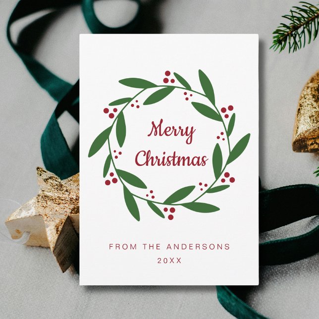 Simple Christmas Holiday Wreath Greeting Card (Creator Uploaded)