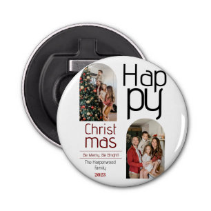  Simple Christmas holidays Modern Typography Photo Bottle Opener