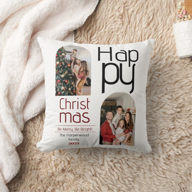  Simple Christmas holidays Modern Typography Photo Cushion (Blanket)
