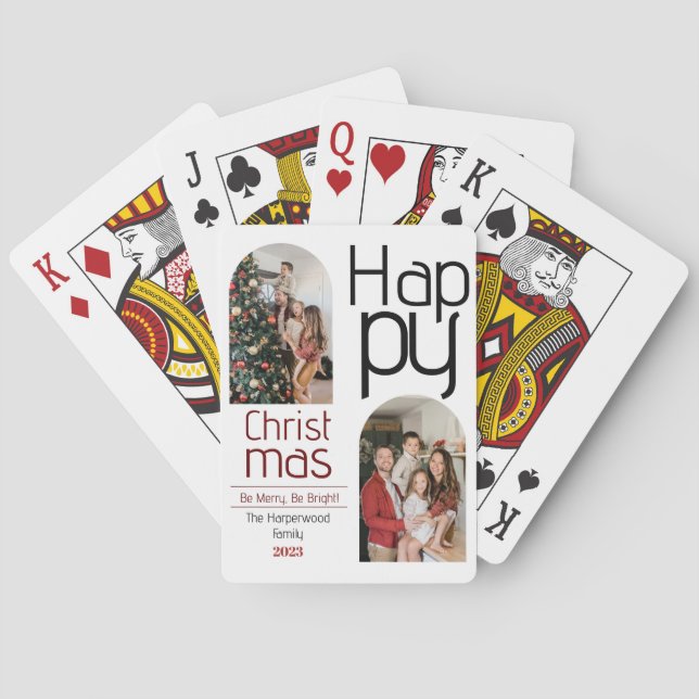  Simple Christmas holidays Modern Typography Photo Playing Cards (Back)