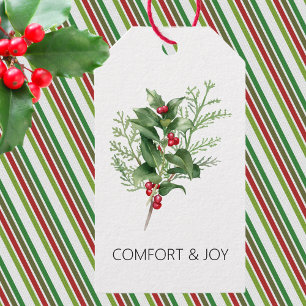 Simple Christmas Holly & Greenery Gift Tags