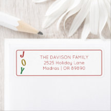 Simple Christmas Joy Holiday Return Address Label