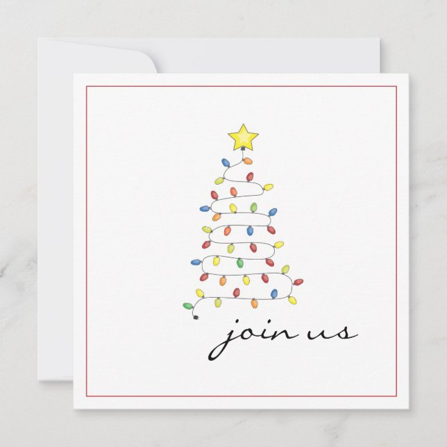 Simple Christmas Light Tree Party Invitation (Front)