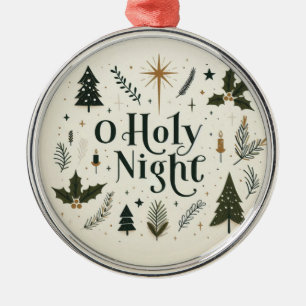 Simple Christmas O Holy Night Metal Tree Decoration