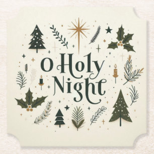 Simple Christmas O Holy Night Paper Coaster