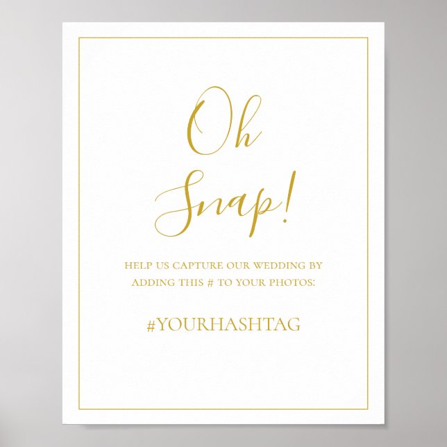 Simple Christmas | Oh Snap Wedding Hashtag Sign (Front)