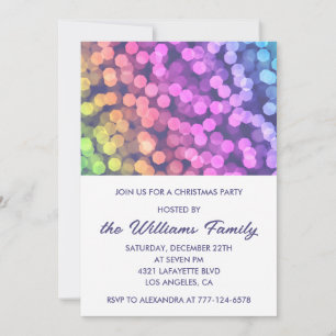 Simple Christmas Party  Confetti Rainbow Invitation