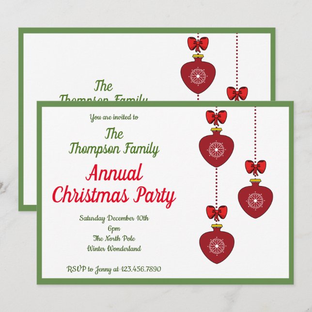 Simple Christmas Party Invitation (Front/Back)