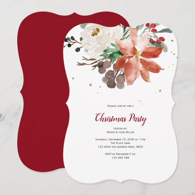 Simple Christmas Party Invitation, Holiday Invitation (Front/Back)
