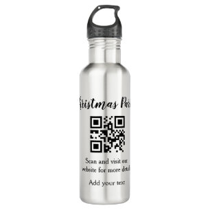 Simple christmas party website barcode QR add name 710 Ml Water Bottle