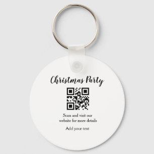 Simple christmas party website barcode QR add name Key Ring