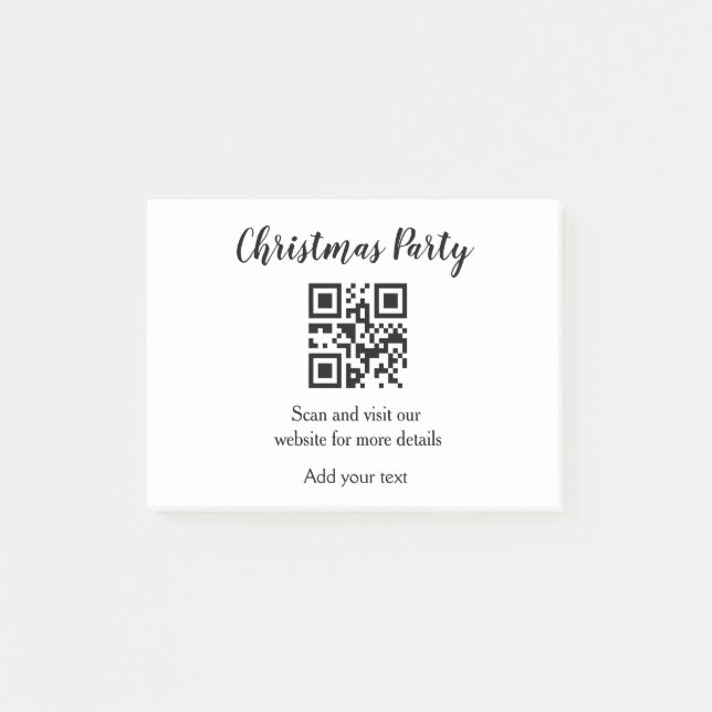 Simple christmas party website barcode QR add name Post-it Notes (Front)