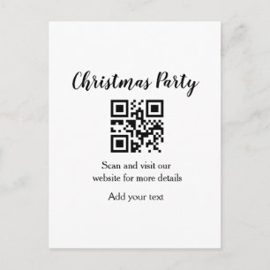 Simple christmas party website barcode QR add name Postcard