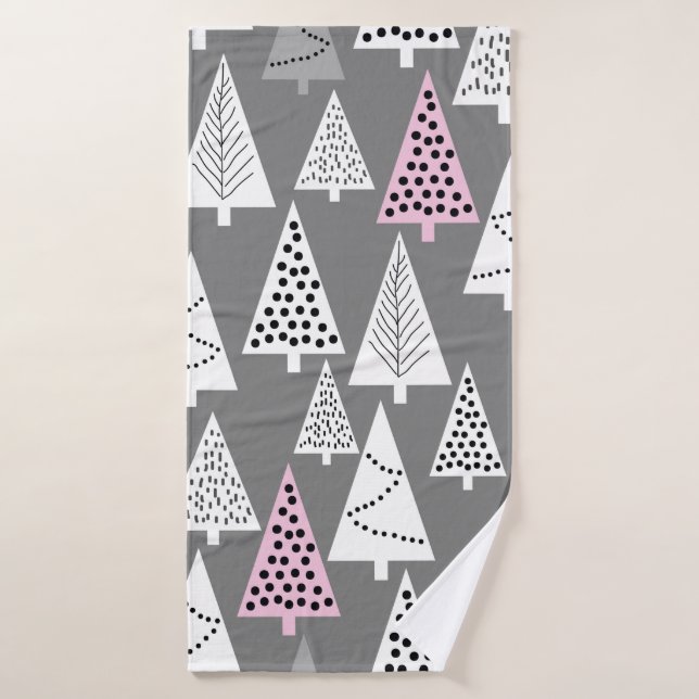 Simple Christmas pattern. Abstract gray and white  Bath Towel (Bath Towel)
