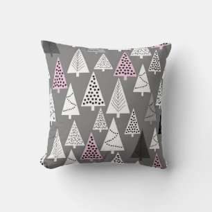 Simple Christmas pattern. Abstract grey and white Cushion