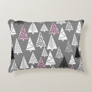 Simple Christmas pattern. Abstract grey and white Decorative Cushion