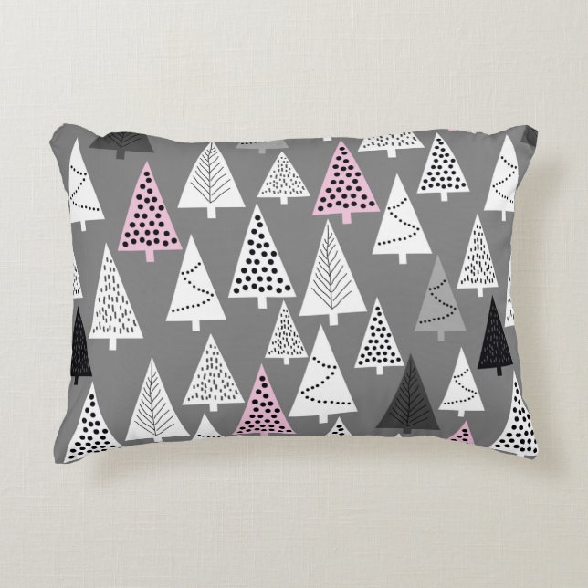 Simple Christmas pattern. Abstract grey and white  Decorative Cushion (Front)