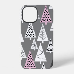 Simple Christmas pattern. Abstract grey and white iPhone 12 Case
