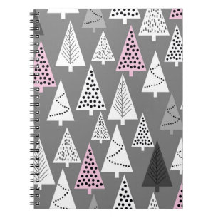 Simple Christmas pattern. Abstract grey and white Notebook