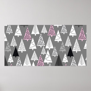 Simple Christmas pattern. Abstract grey and white  Poster