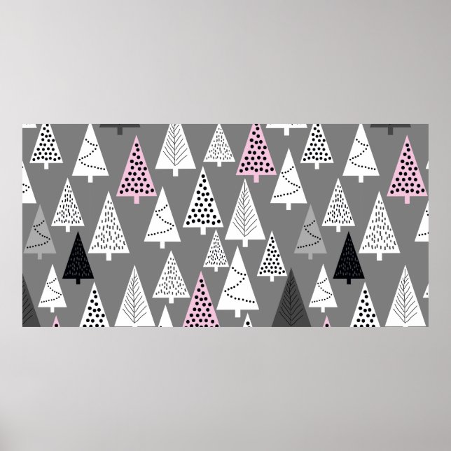Simple Christmas pattern. Abstract grey and white  Poster (Front)