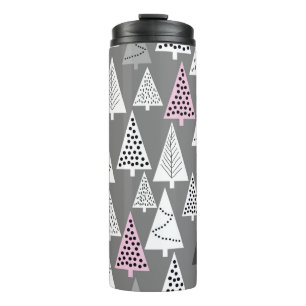 Simple Christmas pattern. Abstract grey and white Thermal Tumbler