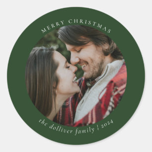 Simple Christmas Photo Classic Round Sticker
