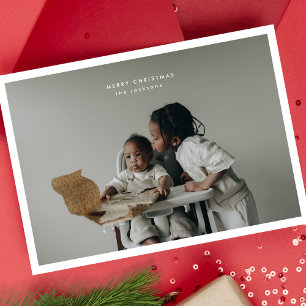 Simple Christmas Photo Frame Custom Text Greeting  Holiday Card