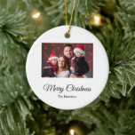 Simple Christmas Photo Greetings Ornament<br><div class="desc">Made for you!</div>