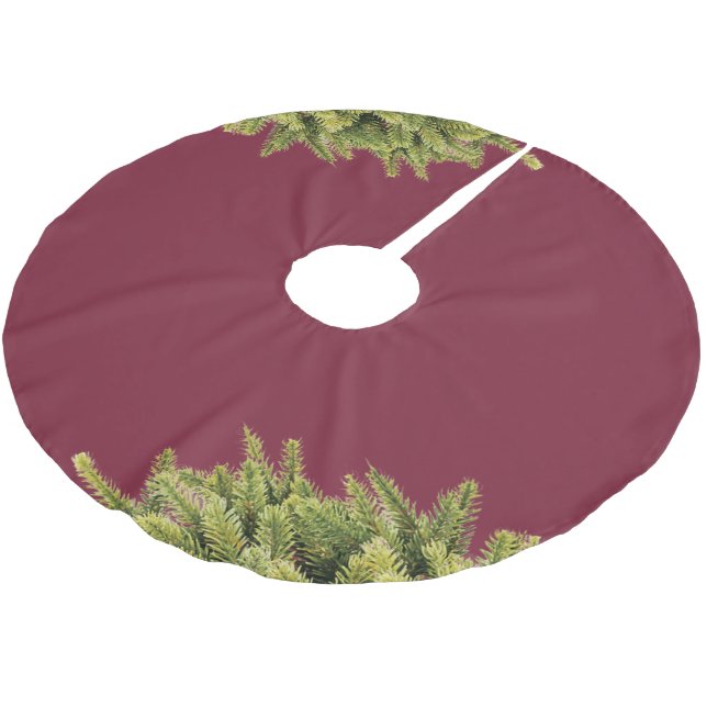 Simple Christmas Pine magenta Brushed Polyester Tree Skirt (Angled)