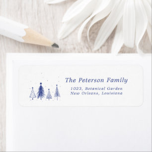 Simple Christmas Pine Tree   Blue Address 