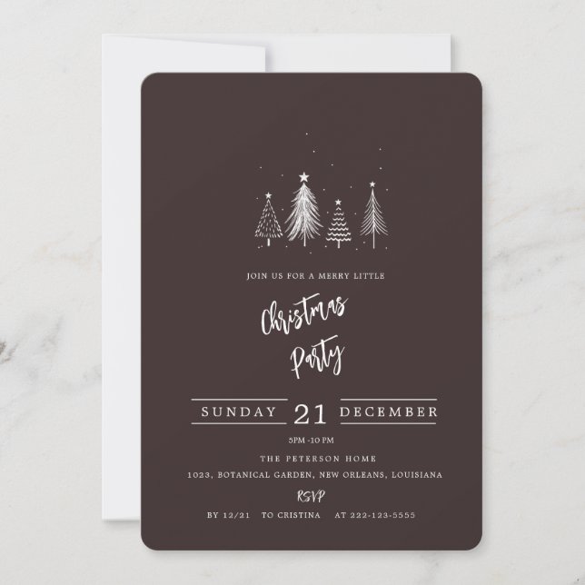 Simple Christmas Pine Tree |  Christmas Party Invitation (Front)